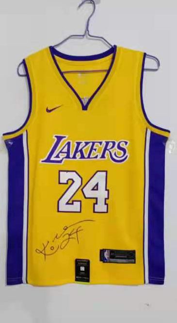 Men Los Angeles Lakers #24 Bryant Yellow Signed version Nike NBA Jersey